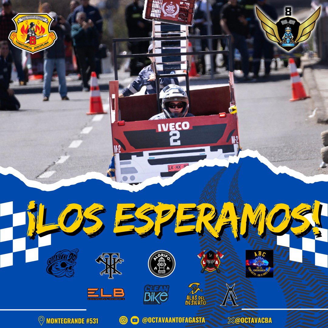 🚗🔥 ¡Este sábado 10 AM!

📍 Vicuña entre Bonilla y Puerto Natales

👨‍🚒Stands bomberiles, carritos de comida, sorteos y más

👀 2ª versión Carrera de Autos Locos 💀

#antofagasta