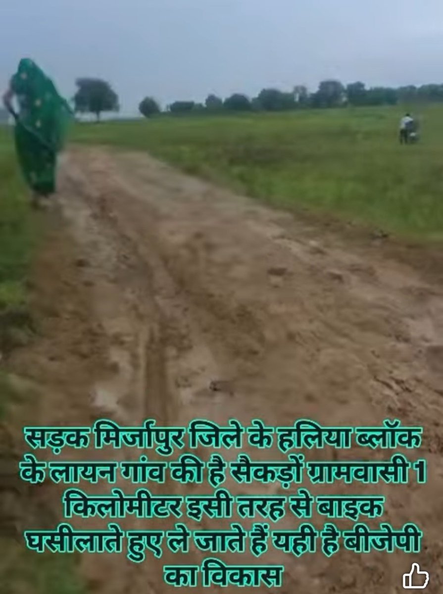 श्रीमान #DM महोदय #मिर्जापुर आपको अवगत कराना चाहता हूं यह सड़क ग्राम सभा लायन ब्लॉक हलिया की है करीब 700 मीटर सड़क की यही स्थिति बनी हुई है यही एक मात्र सड़क है गांव वालों को बाहर निकलने का माध्यम यहां पर लोग सड़क से कम खेतों में ज्यादा जाना पसंद करते हैं...
<a href="/AnupriyaSPatel/">Anupriya Patel</a>