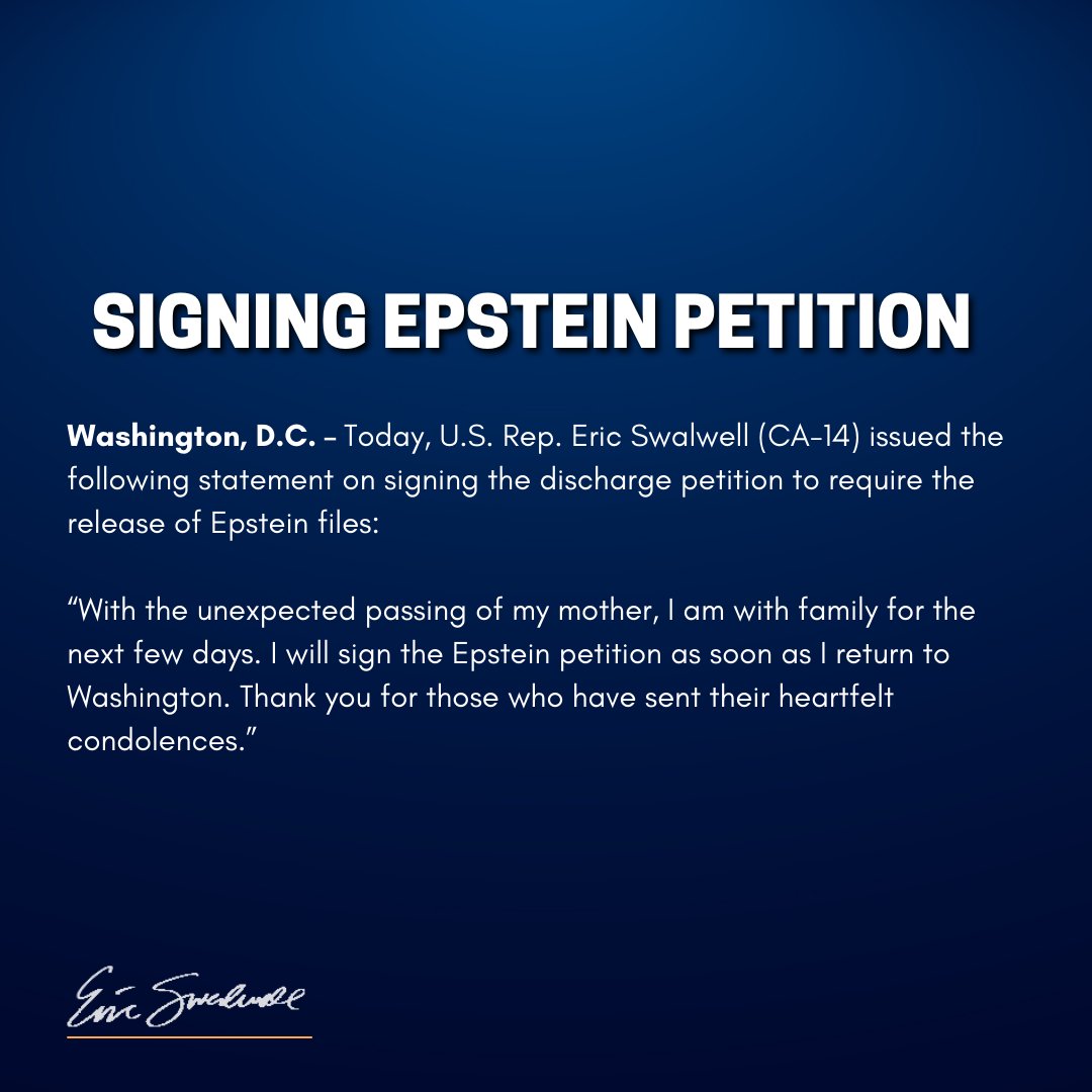 My statement on signing the Epstein petition.