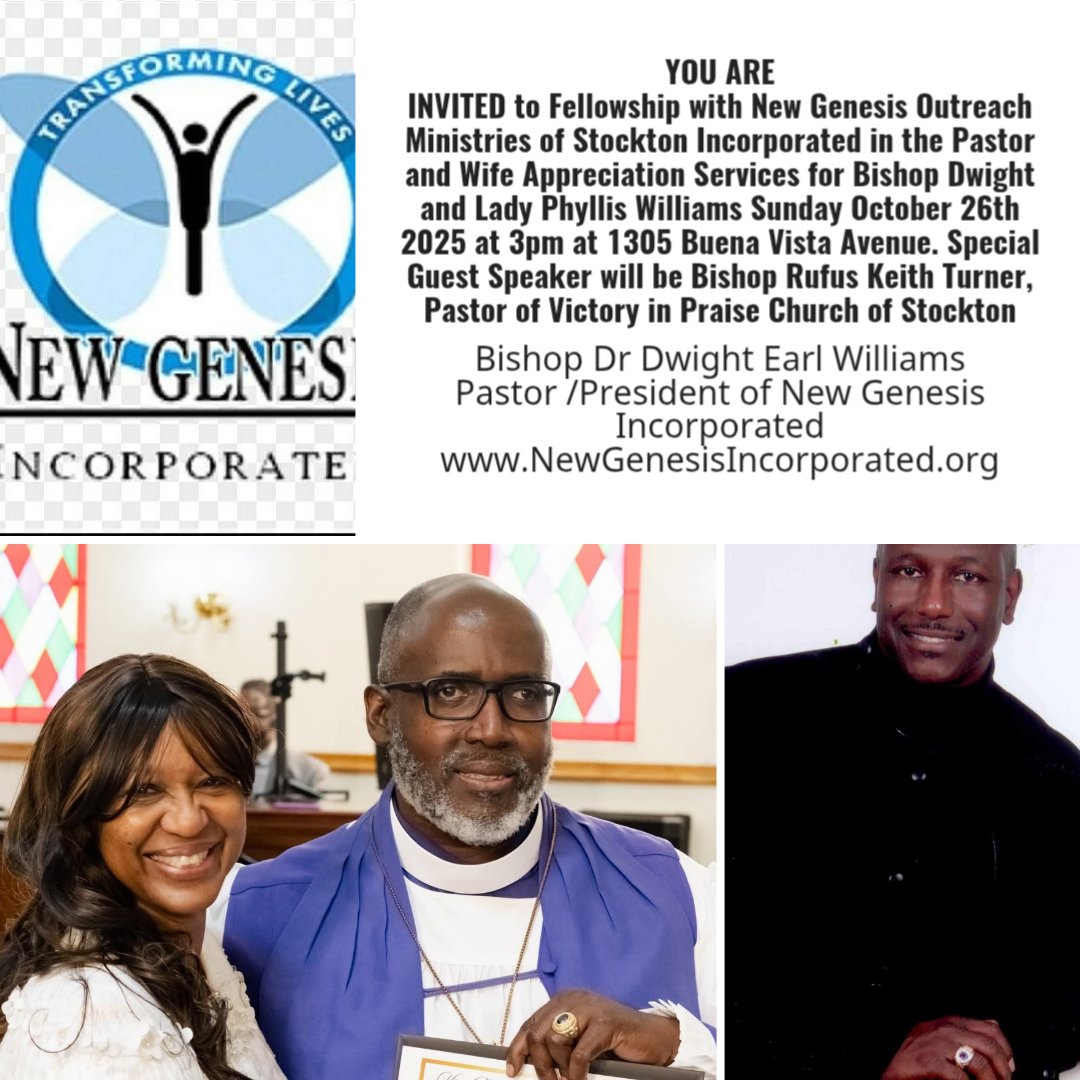 Join Bishop Dwight and Lady Phyllis Williams and New Genesis for this special event. For more information call 209 883-6505 or visit our website at NewGenesisIncorporated.org