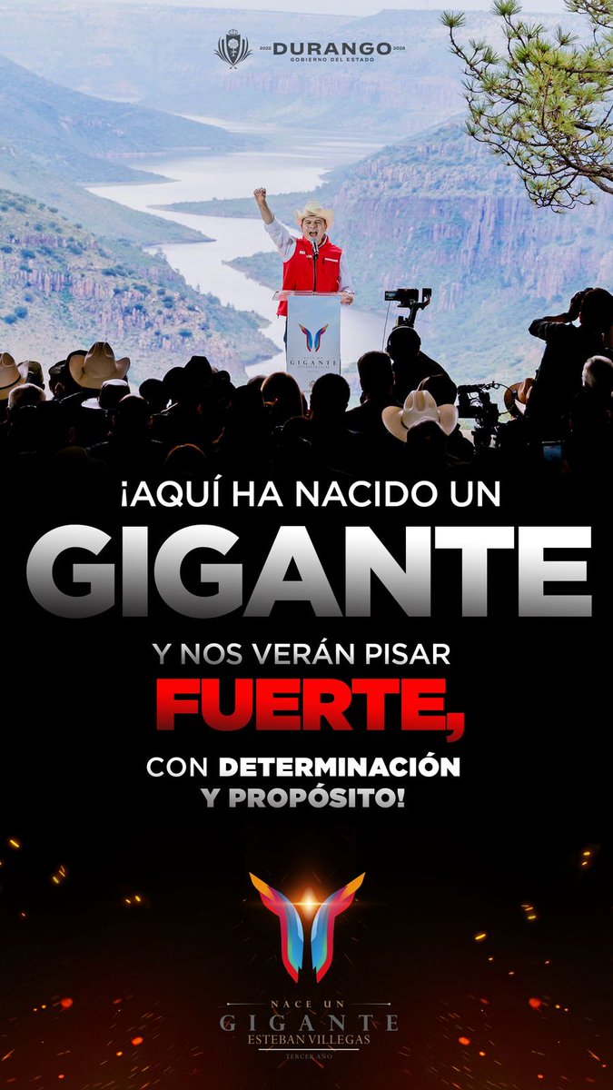 luis pineda martinez (@lpineda10) on Twitter photo Durango pisa fuerte: en el Tercer Informe, el Gobernador <a href="/EVillegasV/">Esteban Villegas V.</a> marca un antes y un después para el estado.
*¡Nace un Gigante!* Durango pisa fuerte: en el Tercer Informe, el Gobernador <a href="/EVillegasV/">Esteban Villegas V.</a> marca un antes y un después para el estado.
*¡Nace un Gigante!*