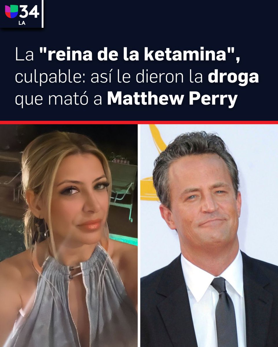 nmasUnivision34's tweet photo. La mujer conocida como "reina de la ketamina" admitió haber vendido 51 viales de la droga al actor de "Friends".
➡️ https://t.co/gnQD7pDYCm https://t.co/zGn2JCz9Zt