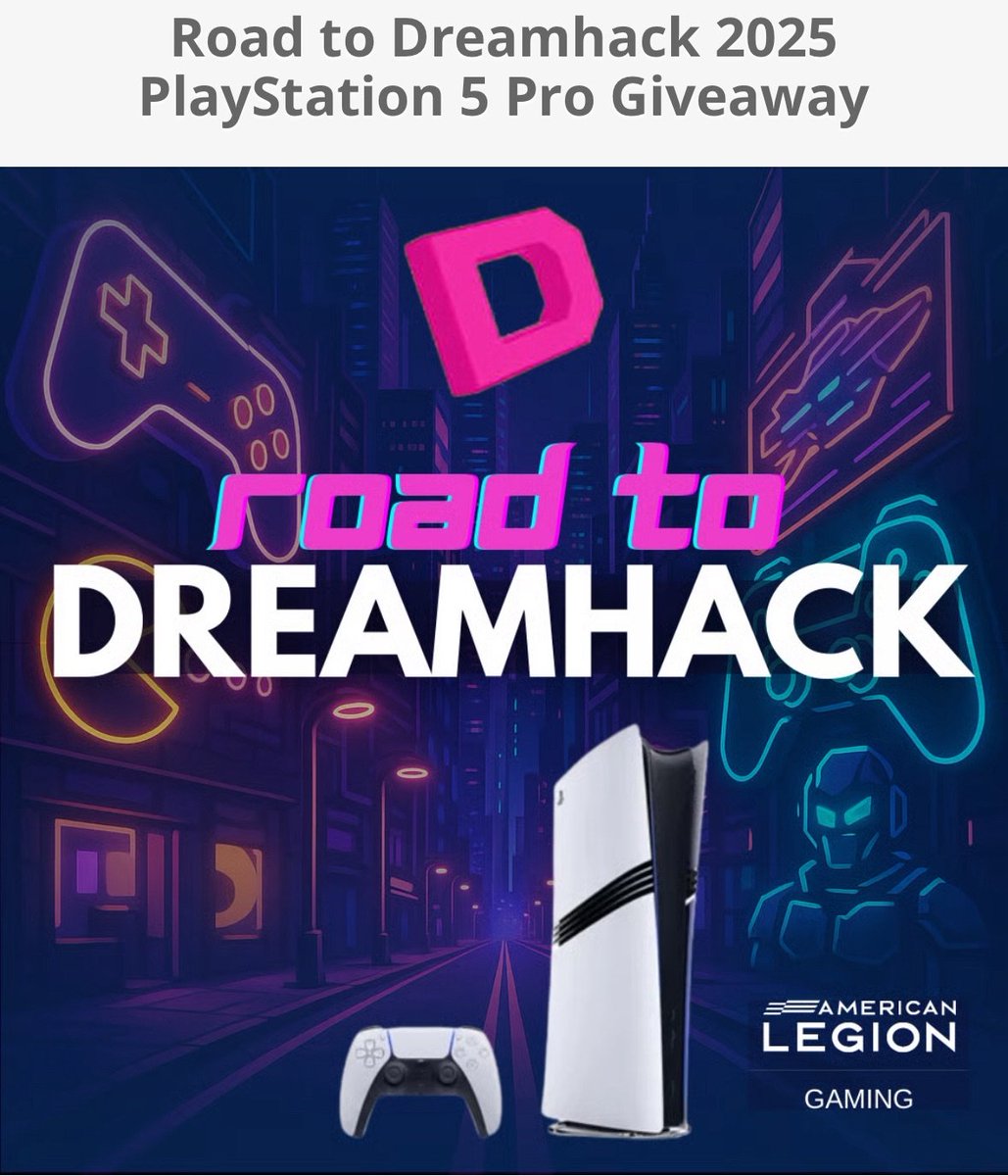 torch327's tweet image. Who here likes video games? Who likes giveaways? Who wants a free PS5 Pro?

@amlegiongaming  will be at Dreamhack in Atlanta late October and decided to celebrate with another giveaway. 

americanlegion.gg/giveaways

#ConsoleGaming #AmericanLegionGaming #BeTheOne #kickcommunity