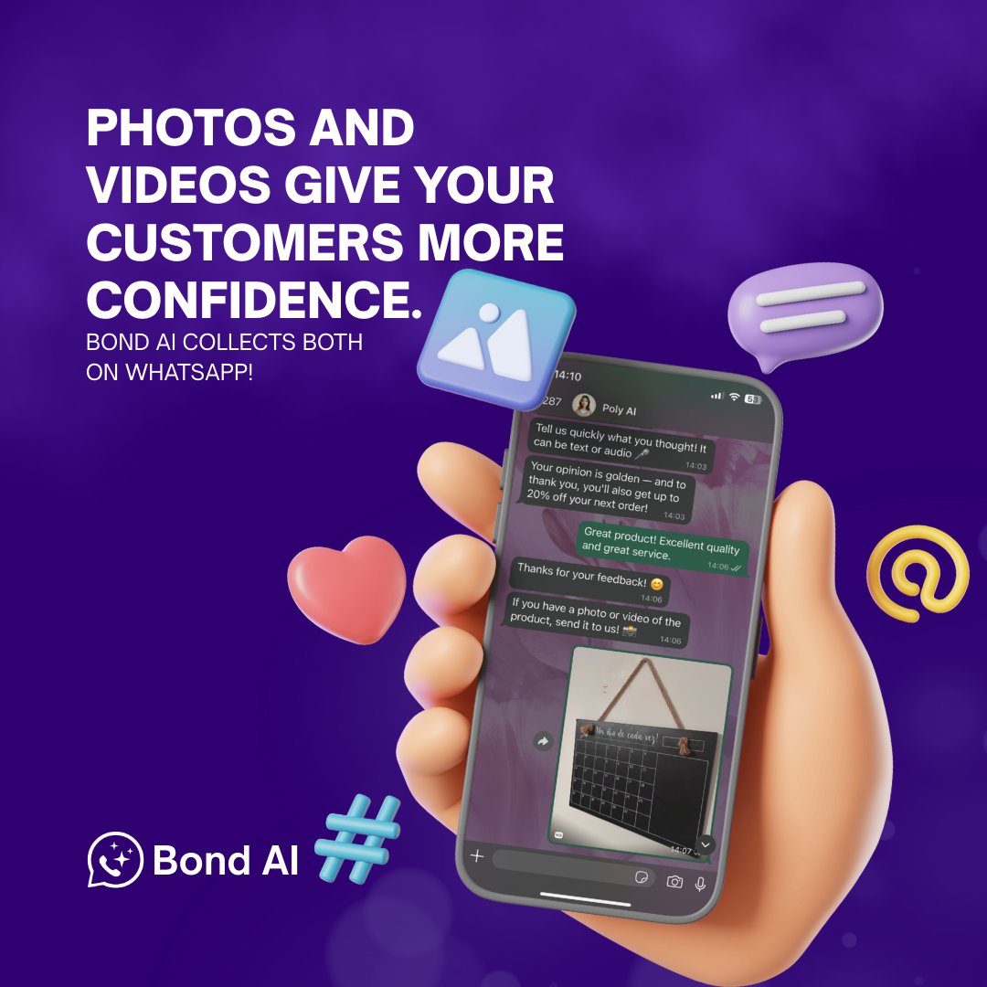 bondagent_ai's tweet image. Satisfied customers speak for themselves 💬

Photos, videos and real reviews sent straight to WhatsApp, without the hassle. 📲

#aiagent #aiwhatsapp #aiecom #ecomtip #ecommercetips #shopify #ecommerce #dropshipping #WhatsApp