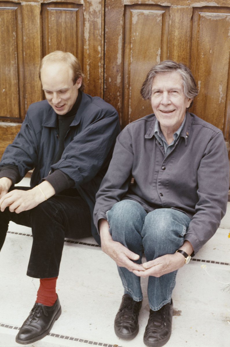 Brian Eno and John Cage, 1985 by Michael Putland