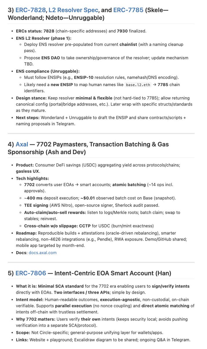 ERC-7828, L2 Resolver, Axal Paymasters 및 ERC-7806 관련 L2 Interop 워킹 그룹 슬라이드