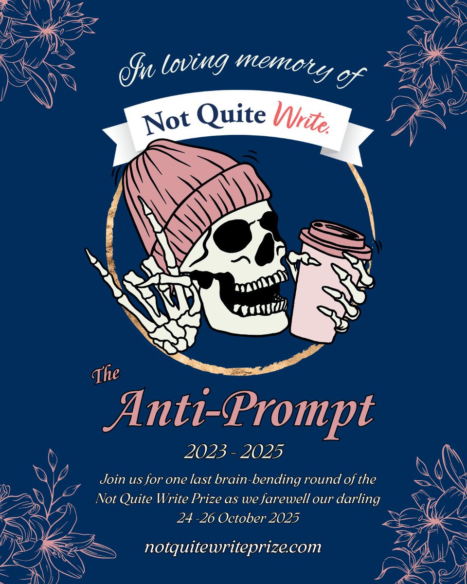 NQWpodcast's tweet image. Ding dong the Anti-Prompt is (nearly) dead!

Join us in making NQW history as we farewell our favourite troublemaker 😪

AU$4,000 in prizes plus this year's last chance at a place in our 2025 anthology.

Sign-up now and tag your writing crew for a flash fiction comp to remember!