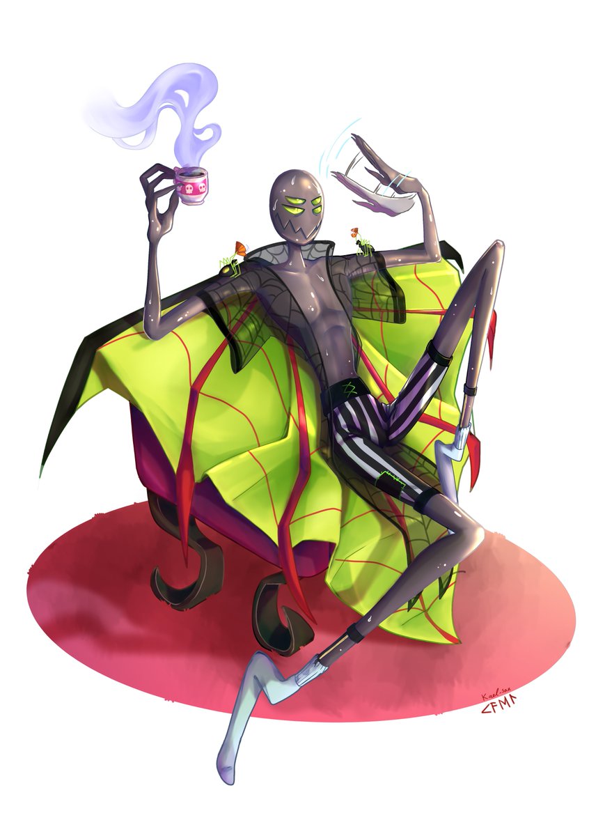 _DeathTheCat_'s tweet photo. One of my contributions to #Veranitoinfernal25 in our Discord #HellaSpain   

Even when it's boiling hot, Zestial won't renounce his tea. #Zestial #Hazbinhotel https://t.co/K4WykiTdPN