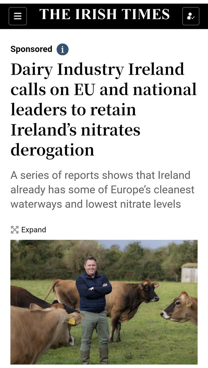 Ó Foghlú (@rayofoghlu) on Twitter photo Why media trust is gone?
Meat lobbyist from IBEC retweets the dairy lobbyist from IBEC, who is tweeting about having "a few lines" in the Times. By having "a few lines" he means hes taken out a paid advert, which the <a href="/IrishTimes/">The Irish Times</a> kindly designs to look like a piece of journalism. Why media trust is gone?
Meat lobbyist from IBEC retweets the dairy lobbyist from IBEC, who is tweeting about having "a few lines" in the Times. By having "a few lines" he means hes taken out a paid advert, which the <a href="/IrishTimes/">The Irish Times</a> kindly designs to look like a piece of journalism.