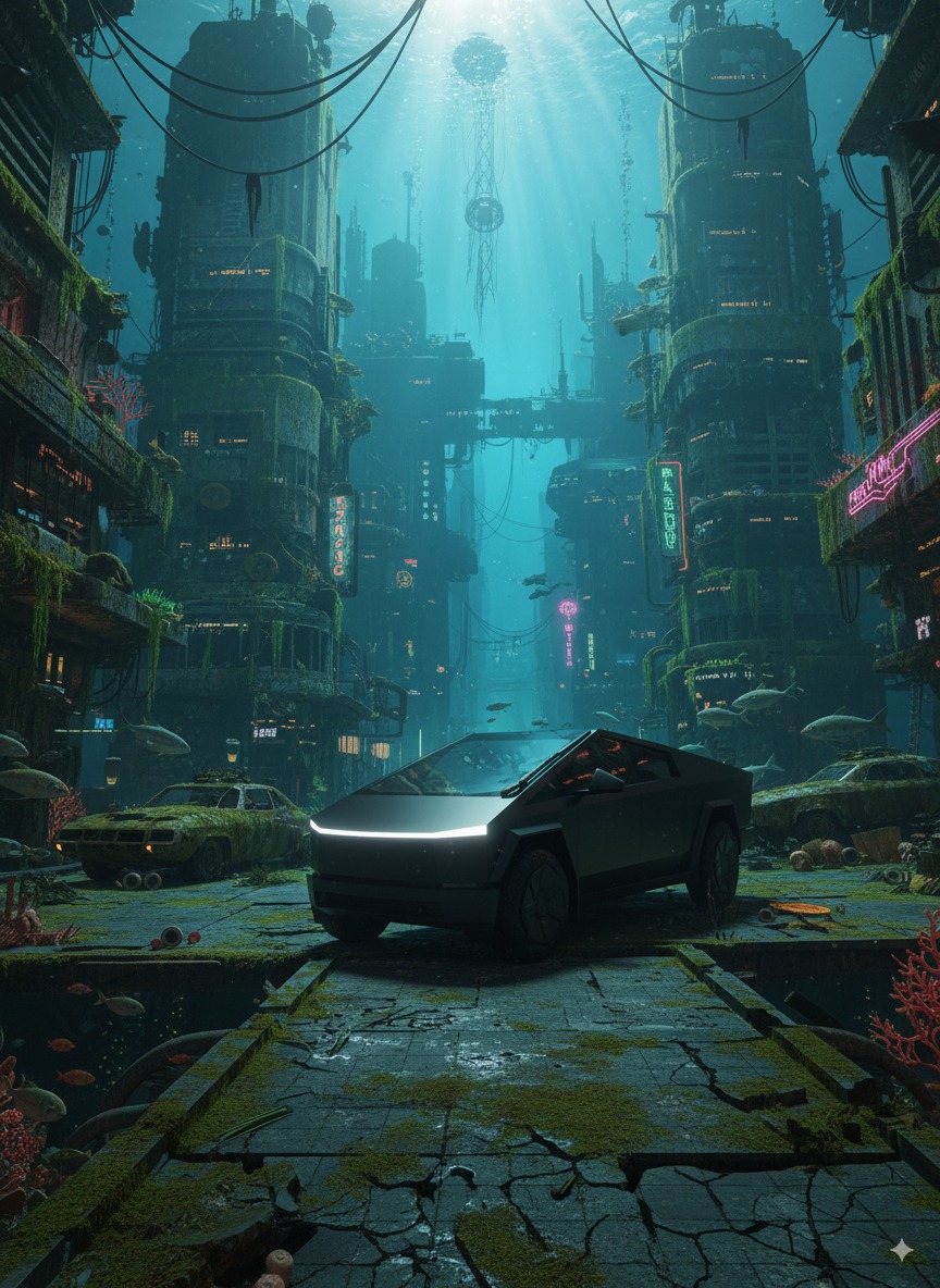 The future met the past... under the sea. 🔱
Cruising Rapture's silent streets in something even Adam might covet. #Cyberpunk meets #ArtDeco.
What's the weirdest ride you'd take through Rapture? 🤔
#Cybertruck #Tesla #BioShock #Rapture #BigDaddyApproved #FutureClassic