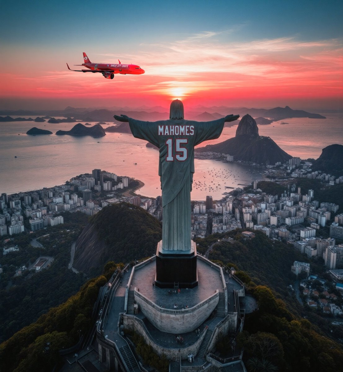 Jesus welcomes the Chiefs to Brazil.
