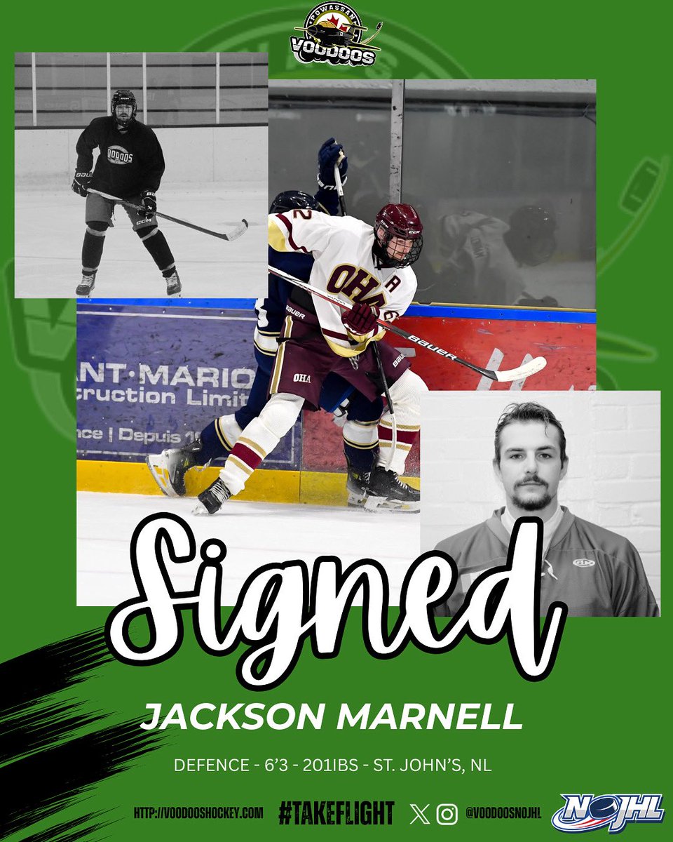 Yes b’y! The Voodoos are pleased to announce the signing of Newfoundlander defenceman Jackson Marnell for the 2025-26 season. 

Welcome to Powassan, Jackson! 

#TakeFlight