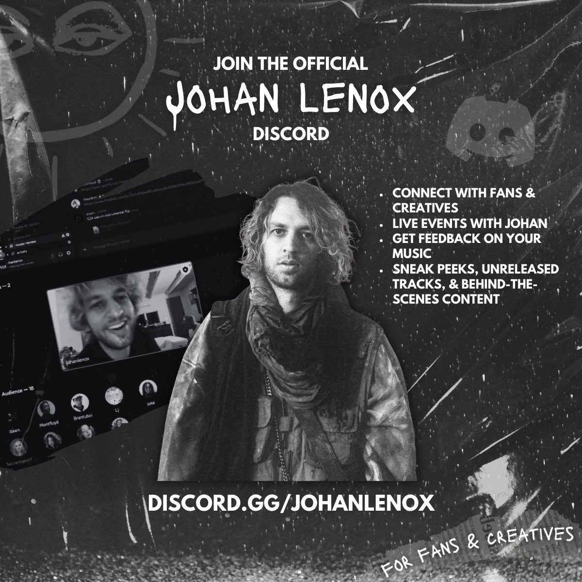 johansource's tweet image. Join the official Johan Lenox Discord!

🗣️ Music reviews, AMAs, exclusive content, and more
🎧 Connect with fans &amp;amp; creatives
🔗 discord.gg/johanlenox

#johanlenox