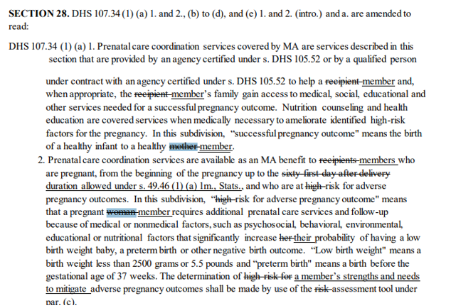 DanLennington's tweet image. Nothing to see here, just the Wisconsin Governor literally deleting &quot;women&quot; and &quot;mothers&quot; from the Administrative Code.