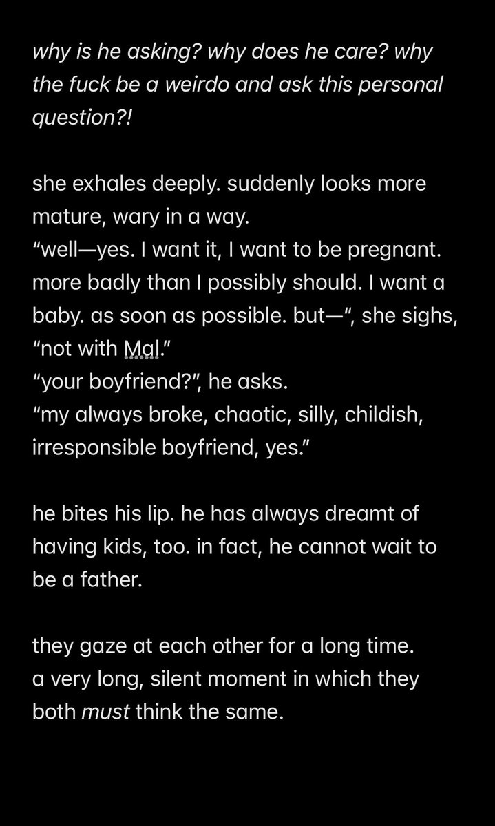 {an unusual patient. an unusual conversation. 🩶🩺🫀}

(Aleksander’s pov)

(cw: discussion of pregnancy)

#darklina2025