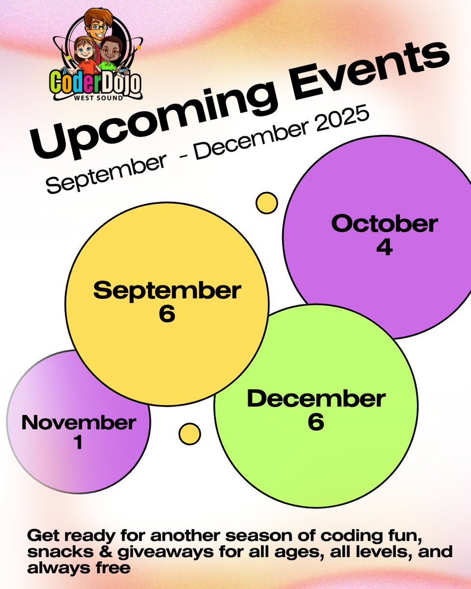 WSoundCoderDojo's tweet image. SEPTEMBER 6: We're back! Get your tickets today! 🫵 | Our 2025-2026 Season begins this Saturday - join us! - mailchi.mp/8348e02e3899/f…
