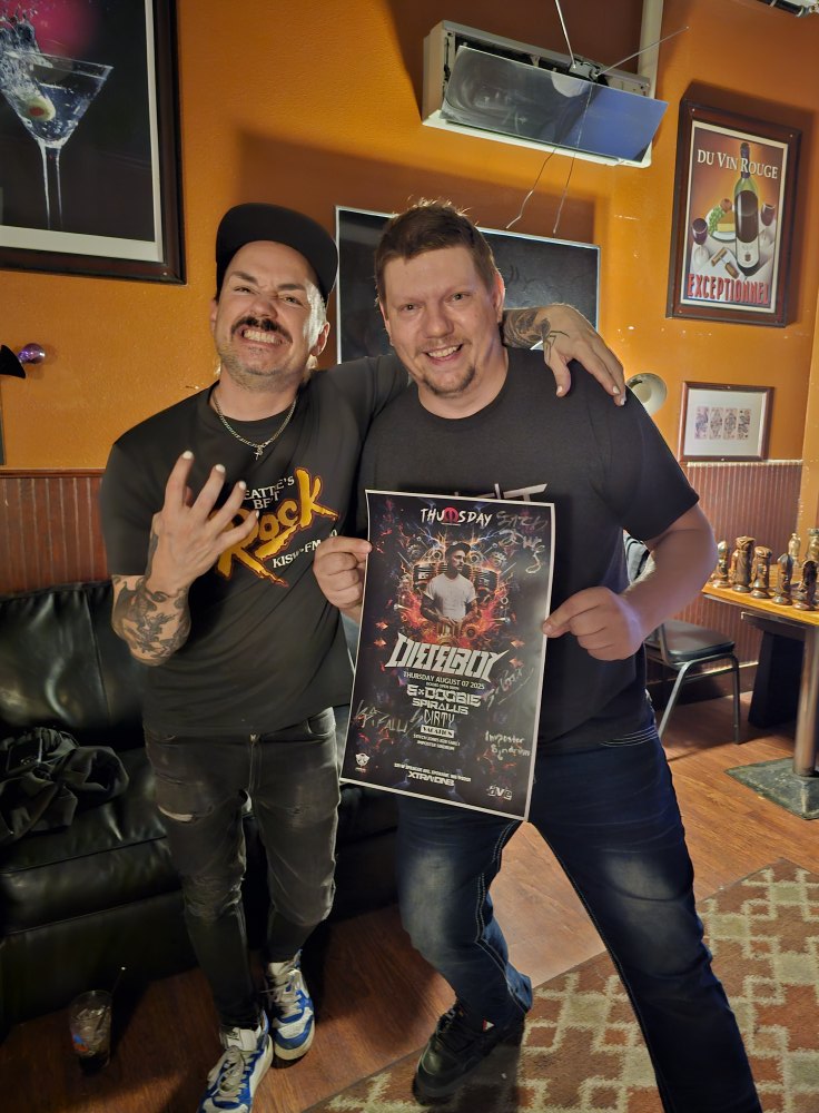 We forgot to post this gem! Legendary <a href="/DjDieselboy/">Ð E S Ŧ R O Y E R</a> in Spokane, Washington with me and flyer I have designed for the event! 

#dnb #flyer #design #dancemusic #BUCKETLIST