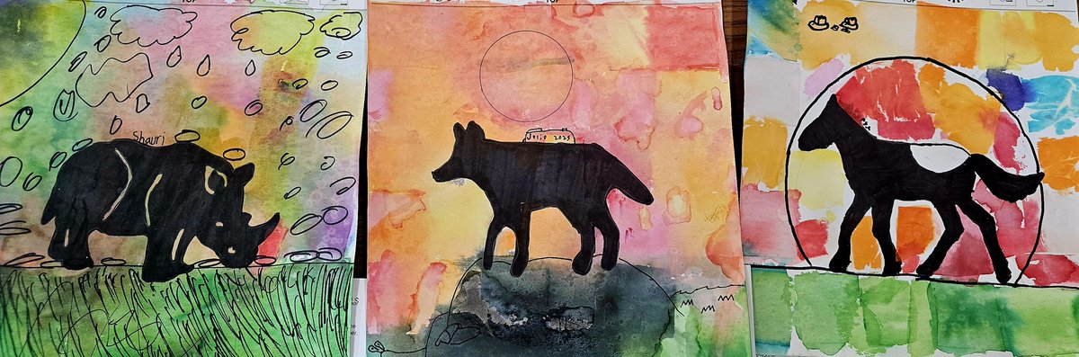 Sneak peak 4th grade Silhouette animals for our Square One Art Fundraiser.  💙🐯🎨#bengalpride <a href="/BryantElem/">Bryant Elementary</a>