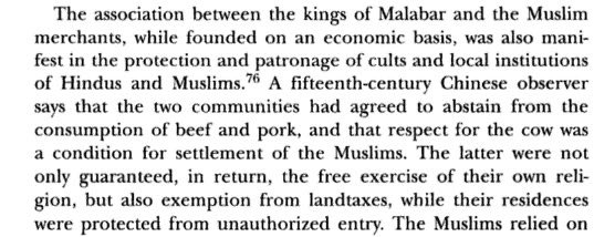 Vulgur lies…Muslims were allowed to settle in Kerala with a SINGLE condition that they will respect cows and abstain from beef. This was noted even by a Chinese traveler. 

Your brain is rotten with beef but ours isn’t! We remember our history. #oath_breakers