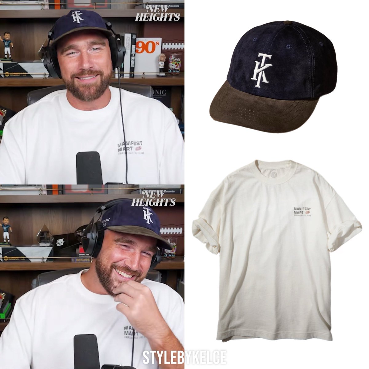 Travis Kelce for @NewHeightShow ⋆ September 3, 2025

#AmericanEagle x #TruKolors Suede Baseball Hat ($35)  
#AmericanEagle x #TruKolors Fresh Vibes Daily Graphic T-Shirt ($40)

Shop collection ⇨ shopstyle.it/l/cui2r