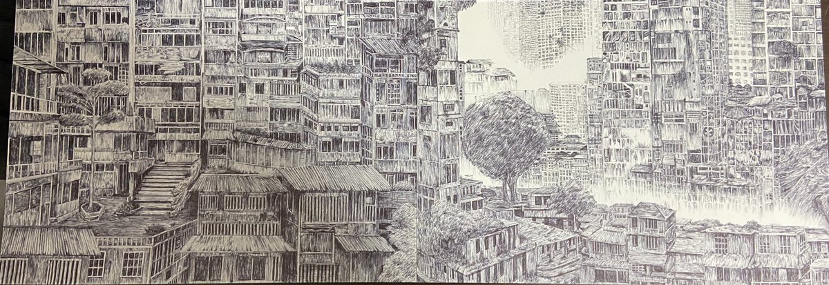 #何回でもポストしたくなるお気入りの一枚を見せて
B4サイズの2作品がうまい具合に繋がったので、並べて写真を撮ったものです。
いっそのこと、もう２枚用意してB2サイズの大作にするのもアリかなと思っています。