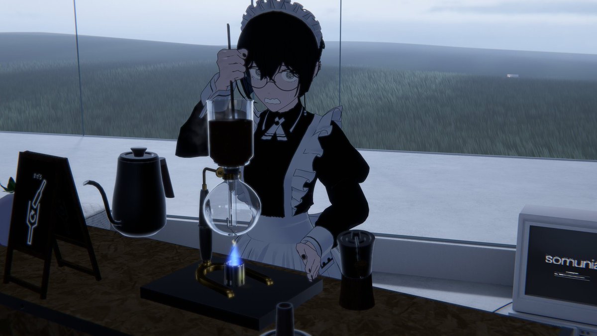 zannenbijin's tweet image. メイドさんのコーヒースタンド、始めました #onyx_3d