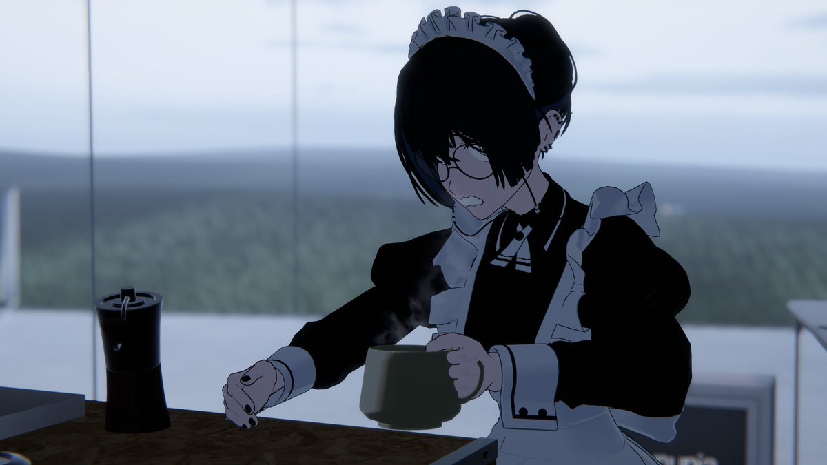 zannenbijin's tweet image. メイドさんのコーヒースタンド、始めました #onyx_3d