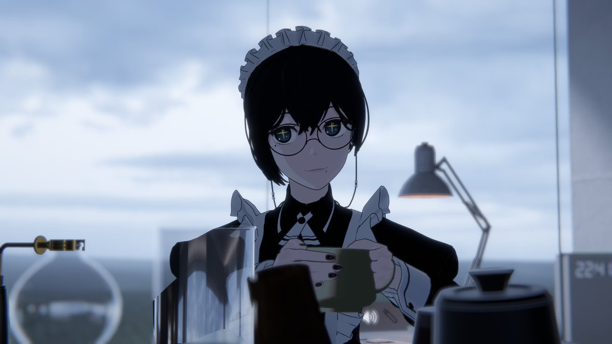 zannenbijin's tweet image. メイドさんのコーヒースタンド、始めました #onyx_3d