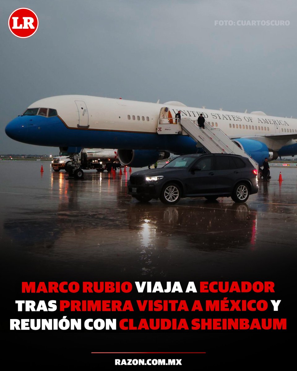 La Razón de México (@larazon_mx) on Twitter photo 🔴 Tras la primera visita de trabajo que realizó a México desde que ocupó el cargo en enero pasado, el secretario de Estado de los Estados Unidos, Marco Rubio (<a href="/marcorubio/">Marco Rubio</a>), salió la tarde de este miércoles del Aeropuerto Internacional Felipe Ángeles (#AIFA) con rumbo a #Quito, 🔴 Tras la primera visita de trabajo que realizó a México desde que ocupó el cargo en enero pasado, el secretario de Estado de los Estados Unidos, Marco Rubio (<a href="/marcorubio/">Marco Rubio</a>), salió la tarde de este miércoles del Aeropuerto Internacional Felipe Ángeles (#AIFA) con rumbo a #Quito,