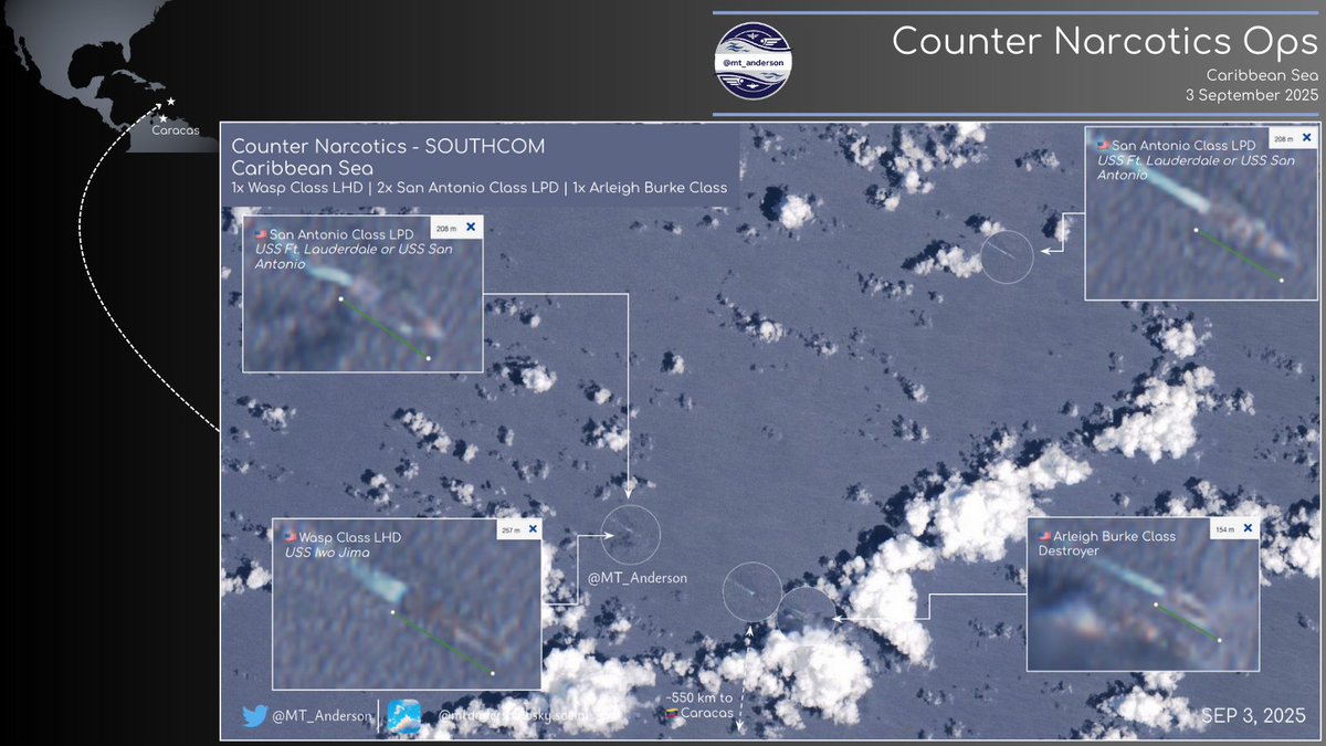 𝘼𝙧𝙧𝙚𝙘𝙝𝙤 (@arr3ch0) on Twitter photo Considerando que está imagen satelital fue tomada hace 8 horas y estimando un rumbo aproximado de 135° constante a una velocidad de unos 20 nudos, ya podrían estar unos 100km más cerca de la costa de Venezuela.
📸 &Info: <a href="/MT_Anderson/">MT Anderson</a> Considerando que está imagen satelital fue tomada hace 8 horas y estimando un rumbo aproximado de 135° constante a una velocidad de unos 20 nudos, ya podrían estar unos 100km más cerca de la costa de Venezuela.
📸 &Info: <a href="/MT_Anderson/">MT Anderson</a>