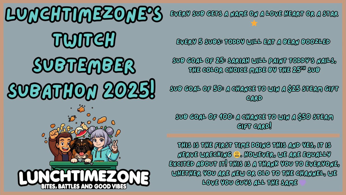 Hey everyone! September is here, spring has arrived and for the first time ever…we have created a twitch SUBtember SUBathon! We can’t wait to begin our SUBathon with you all ❤️ #subathon #twitch #twitchgamer