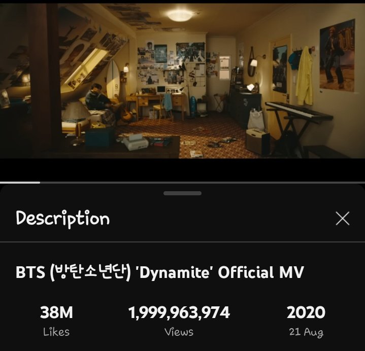 vantemingugie's tweet image. 🚨 #BTS “Dynamite” Official MV now needs ONLY 32K views to reach 2 BILLION on YouTube!

Total views: 1,999,963,974
Needs to reach 2B: 36,026

#DynamiteTo2B