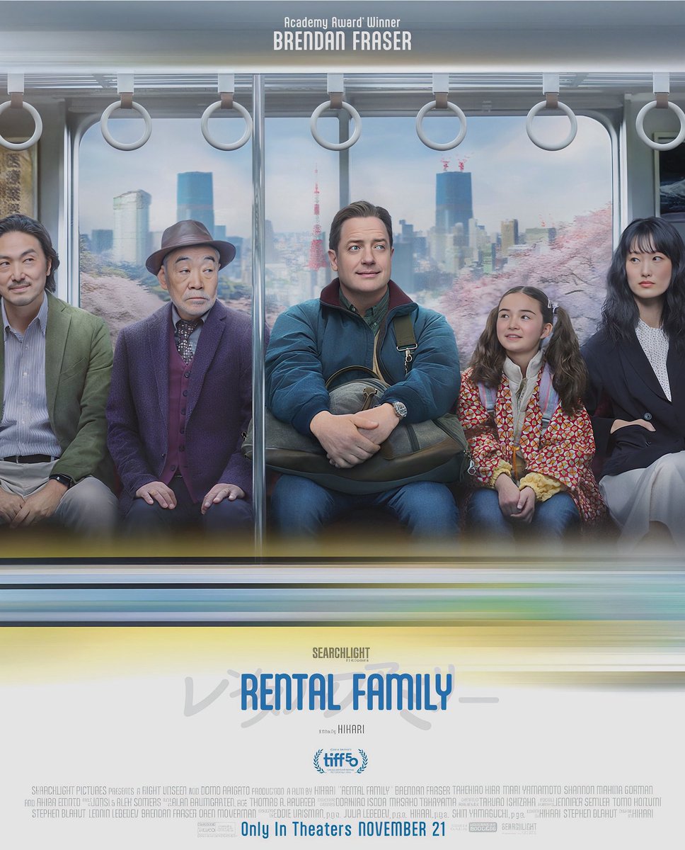 New poster for the upcoming movie titled ￼ ‘RENTAL FAMILY’ starring Brendan Fraser, Mari Yamamoto, Takehiro Hira, Akira Emoto and Shannon Gorman.

In theaters November 21.

Set in modern-day Tokyo, RENTAL FAMILY follows an American actor (Brendan Fraser) who struggles to find