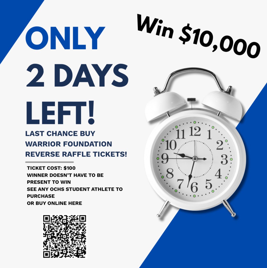 Oconee County Warriors Boys Basketball (@ochs_hoops) on Twitter photo Why play the Powerball (1 in 292,2 million odds) when you can play Reverse Raffle (1 in 3500 odds) with the Warrior Foundation and win $10,000! Why play the Powerball (1 in 292,2 million odds) when you can play Reverse Raffle (1 in 3500 odds) with the Warrior Foundation and win $10,000!