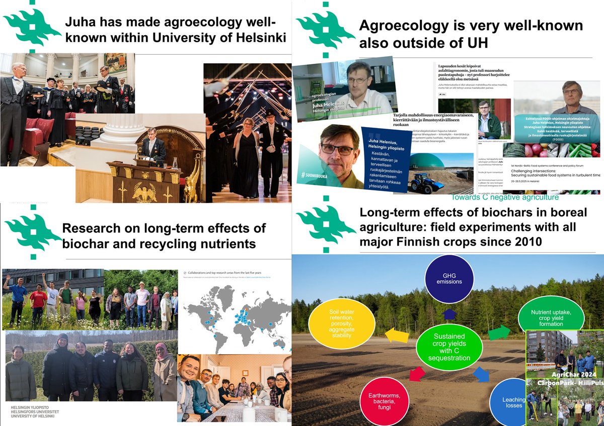 These days we are celebrating 30 years of #agroecology as a discipline in Finland. On Fri, we had great honour to organise a portrait of  prof. Juha Helenius to be presented to  <a href="/helsinkiuni/">University of Helsinki</a>. Nice portrait and well deserved medal Juha! #biochar
See more: biochar-hy.blogspot.com/2025/09/celebr…