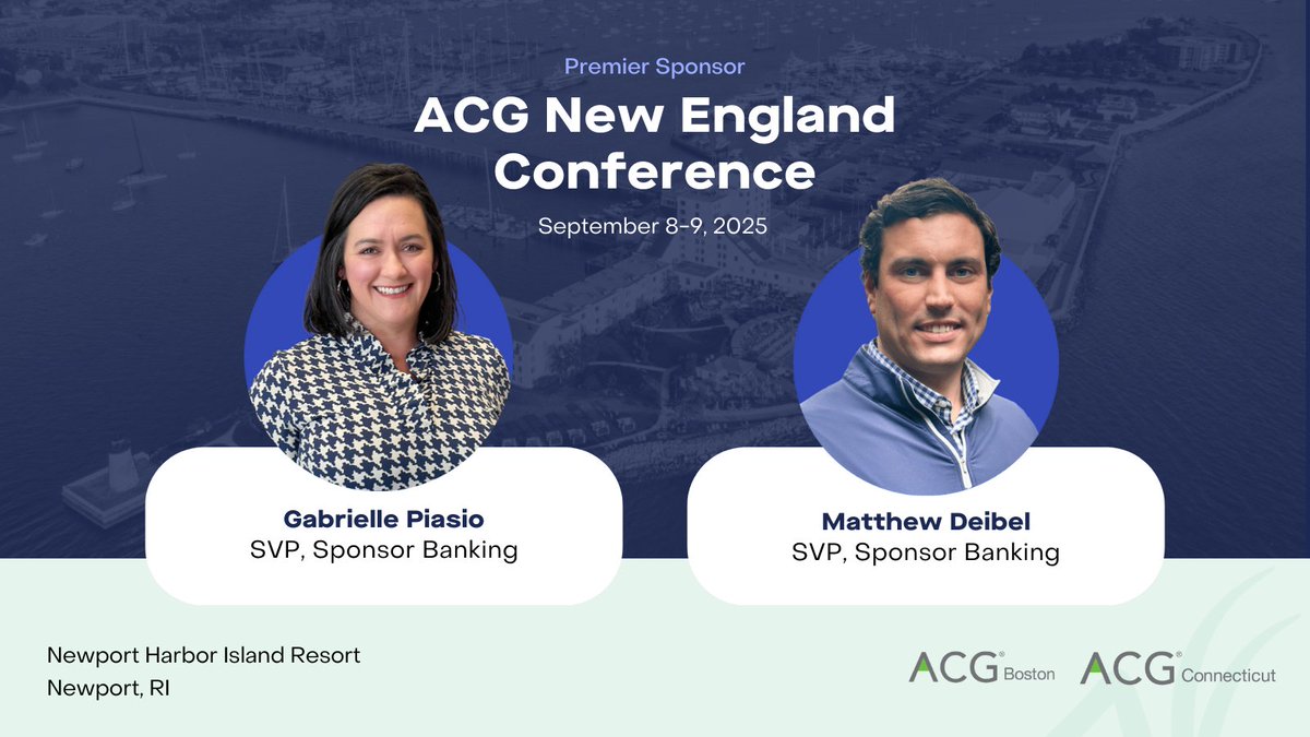 What happens when you bring investors, advisors, and business leaders to Newport? Deals get made, ideas spark, and waves get created. We're proud to be sponsoring the return of the ACG New England Conference on Sept 8–9, focused exclusively on lower middle-market dealmaking.