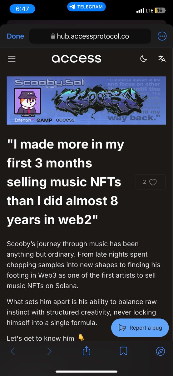 My interview with <a href="/entertainm_io/">EntertainM</a> &amp; <a href="/campnetworkxyz/">Camp Network ⛺️</a> is now live on <a href="/AccessProtocol/">Access Protocol</a> 

Check it out with the link below if you wanna read about my journey in web3 😤

Also big shoutout to <a href="/LLLUNA_01/">0xLuna01</a> for making the art and putting the interview together