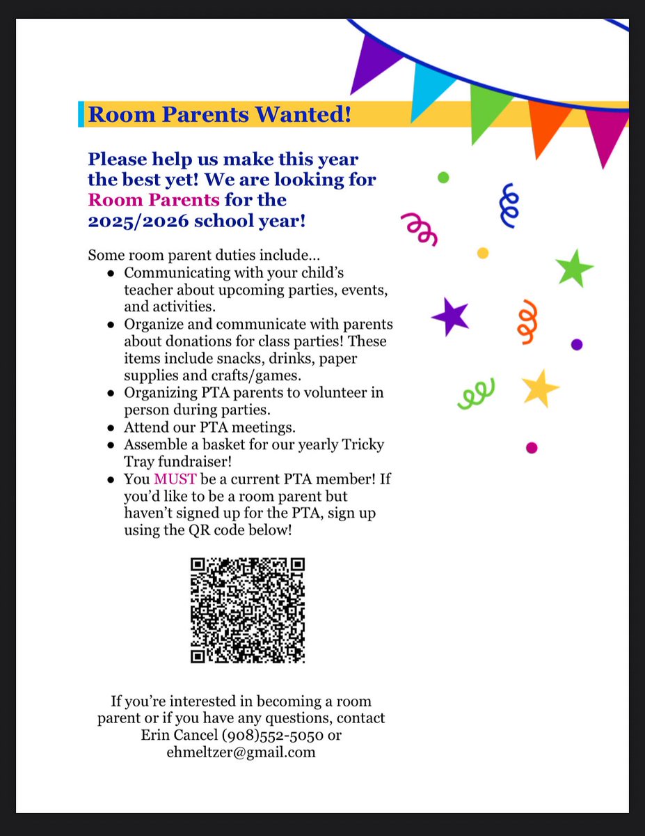Interested in being a Pohat Room Parent? Details below! 🥳❤️💙