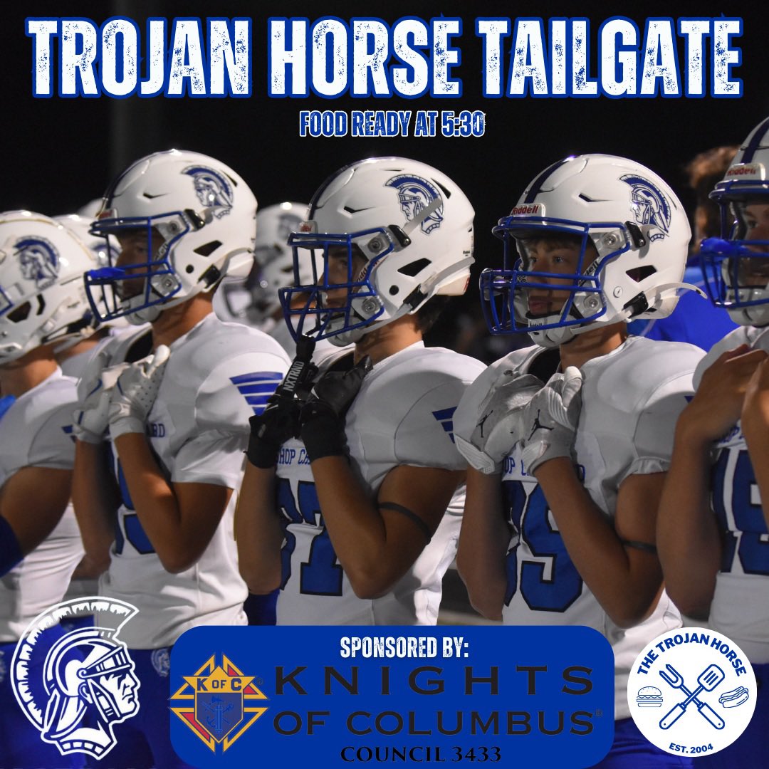 BCHSTrojanHorse's tweet image. This week your @BCHSTrojansFB team is back @ home and THE #BestTailgateInTHeState will b ready for your pre-game fuel, fun, and frivolity starting at 5:30pm! Bring a side, bring a friend and hang out with us! Hope 2 see @bchs_trozone loud and proud! #TrojanTradition #TrojanPride