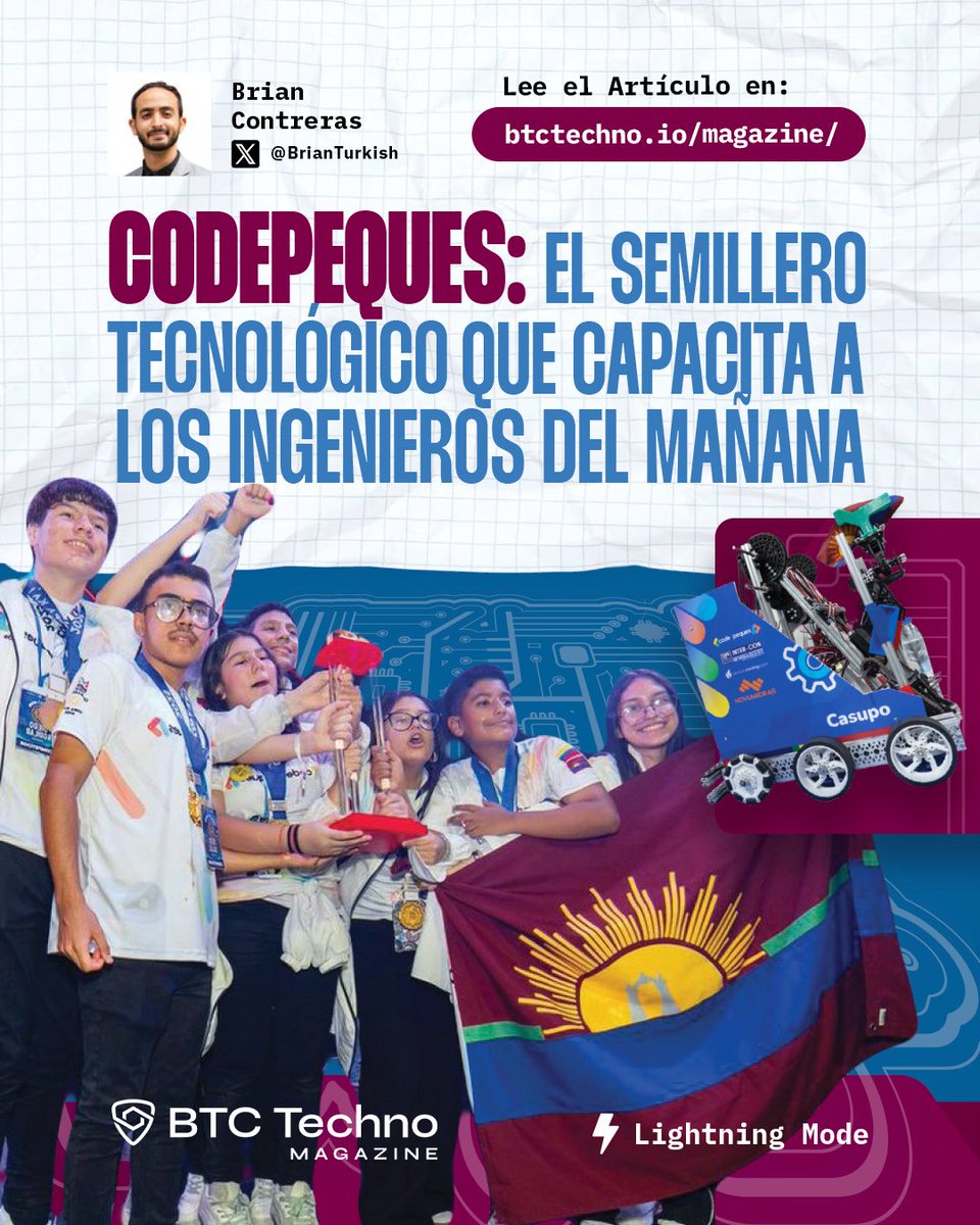 btctechnomag's tweet image. En la nueva entrega de BTC Techno Magazine, exploramos cómo @CodePeques se ha convertido en un semillero tecnológico. En esta entrevista realizada por @BrianTurkish a su fundador, @aguileradev, nos revela una misión clara: capacitar a jóvenes para que pasen de ser simples…