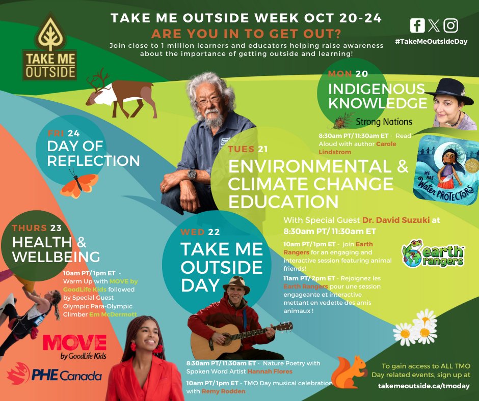 This!

Raise awareness of the importance of outdoor learning this year with Take Me Outside Week from October 20-24! 🌱

Sign up for FREE here: takemeoutside.ca/take-me-outsid…

#imaginED #getoutside #walkingcurriculum