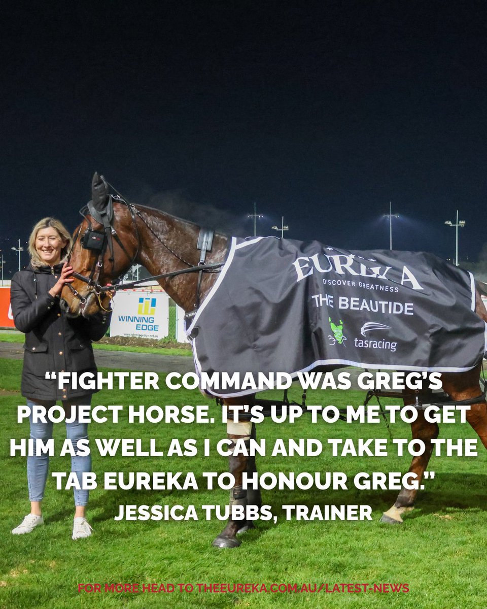 A year after tragedy, Jess Tubbs heads to <a href="/ClubMenangle/">Club Menangle</a>  with Fighter Command to honour her late husband Greg Sugars. The pacer is $3.80 equal favourite in the $2.1M TAB Eureka.
👉 theeureka.com.au/latest-news/tu…
<a href="/tabcomau/">TAB</a> <a href="/HRNSW_Harness/">Harness Racing NSW</a>
