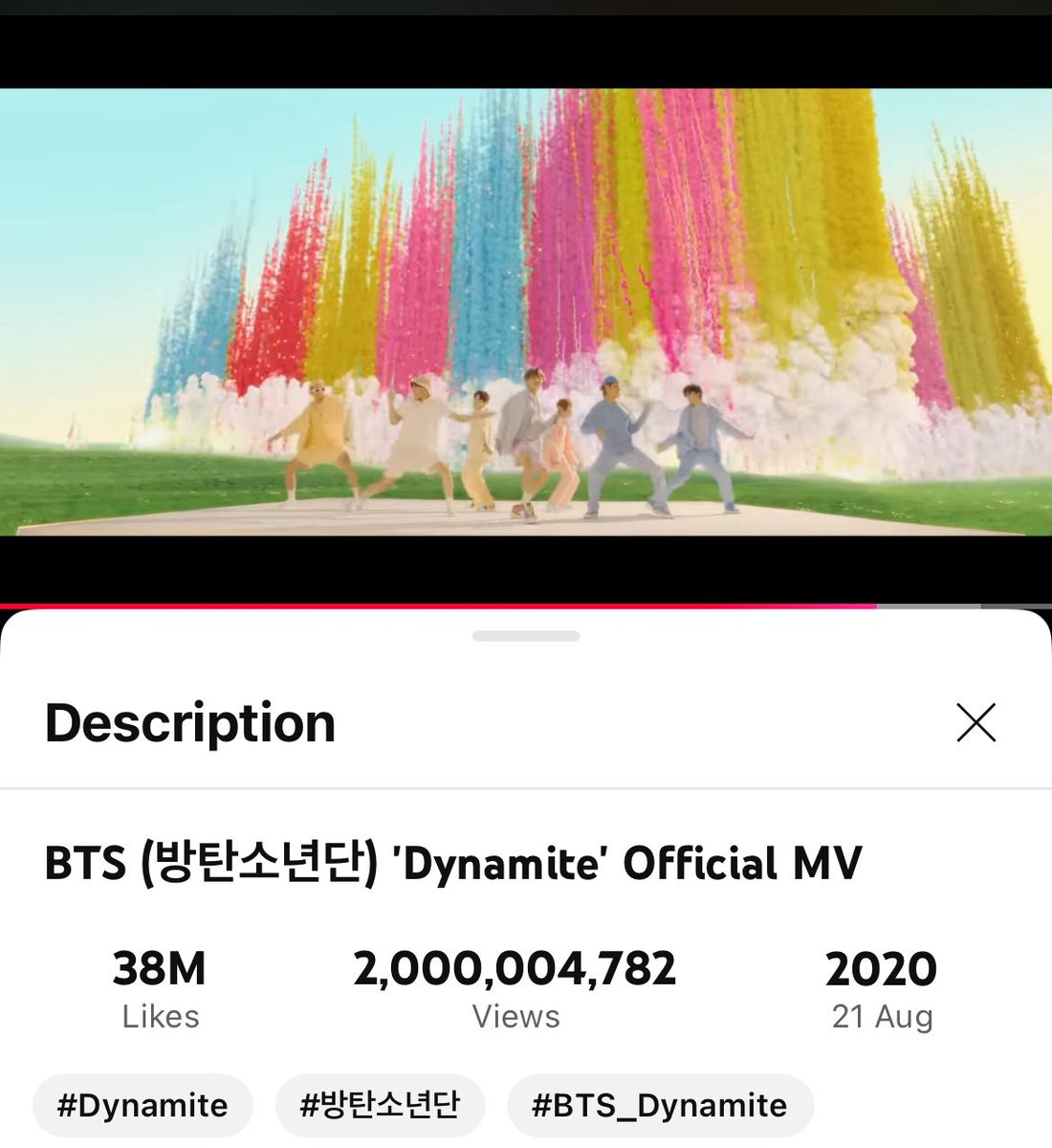 BTSonYouTube_'s tweet image. ARMYYYYYYYYYYYY 

Dynamite 🧨 has hit 2 billion views on YouTube 🔥

Big thanks to everyone who streamed and has kept everyone updated 💜

#DynamiteTo2B