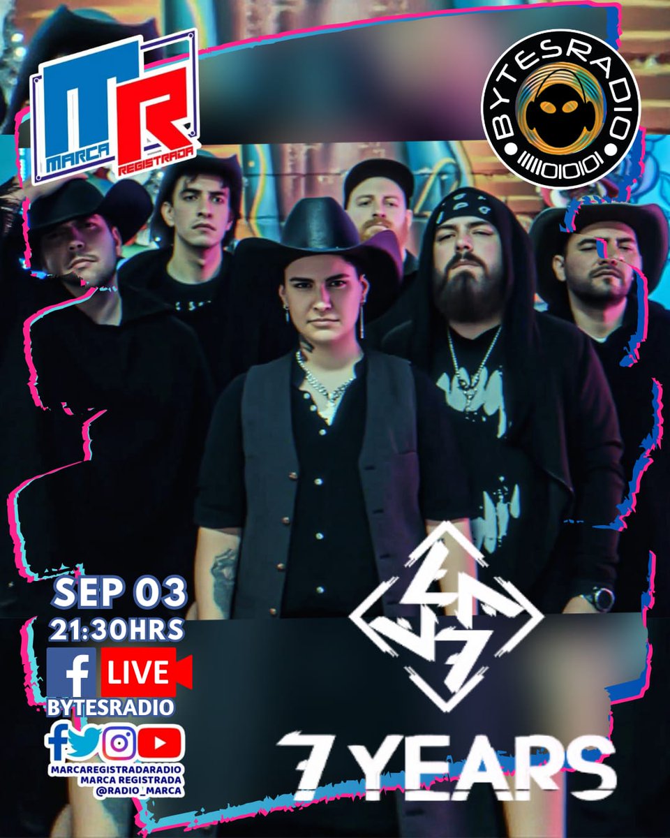 Este miércoles nos acompaña #7years banda mexicana de Metal Alternativo que acaba de lanzar su nuevo sencillo #MaldicióndeFe, una fusión única de mariachi y #nümetal con tintes progresivos. Nos vemos alrededor de las 21:30 hrs. ya saben a través de la señal de <a href="/bytesradiomex/">BYTESRADIO</a>