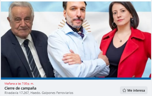 Martín Miguel Ayerbe (@martin_ayerbe) on Twitter photo 🇦🇷 Acto Cierre de Campaña Rivadavia 17267 
Galpones Ferroviarios de Haedo. 
4 de Setiembre 19hs. 🇦🇷 Acto Cierre de Campaña Rivadavia 17267 
Galpones Ferroviarios de Haedo. 
4 de Setiembre 19hs.