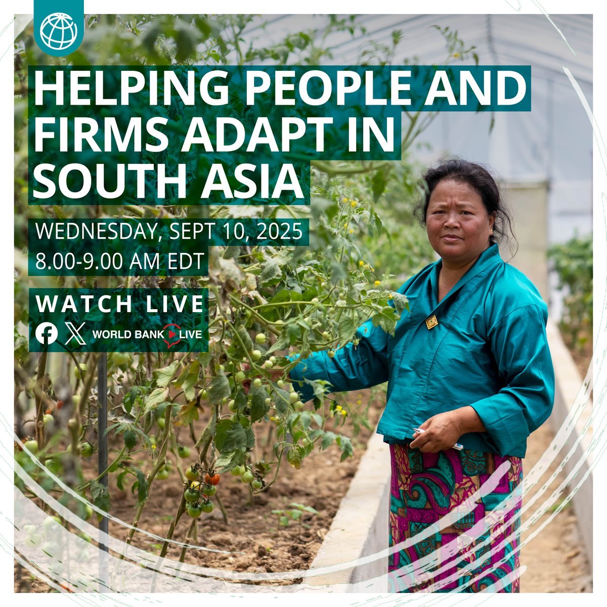 WBG_ClimateEnv's tweet image. By 2030, nearly 90% of South Asians will face extreme heat 🌡️ Join us for a live panel on how #SouthAsia is working toward effective and sustained #climateadaptation on September 10, 8:00 am ET
Details here: wrld.bg/sgQw50WQ3zU