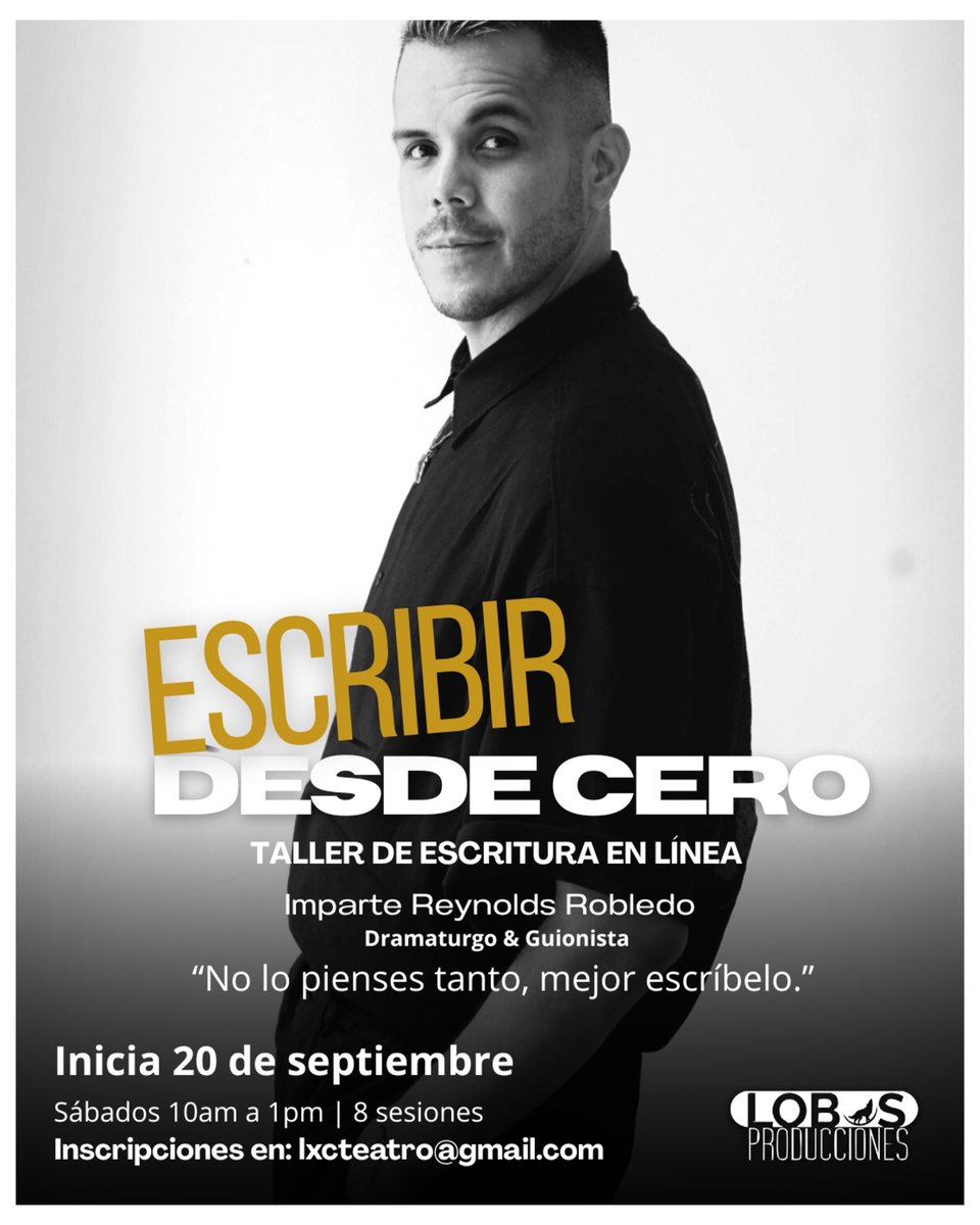 ¡Último taller del 2025 #EscribirDesdeCero! ✍️

Imparte <a href="/ReynoldsR86/">Reynolds Robledo</a> 

8 SESIONES VIRTUALES. 

SÁBADOS de 10am a 1pm. 

Iniciamos el sábado 20 DE SEPTIEMBRE .

No lo pienses tanto. Mejor escríbelo. Info DM.