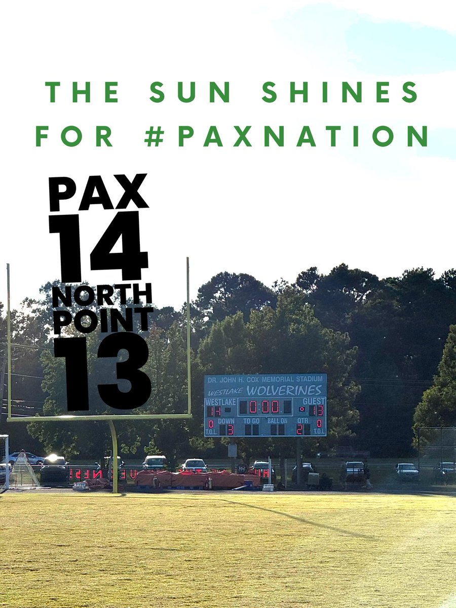 PAX wins over North Point, 14 to 13. Good job PAX Girls Flag Football. We’re proud of you! 💚🖤🐾 We train champions here 💚🖤🐾
