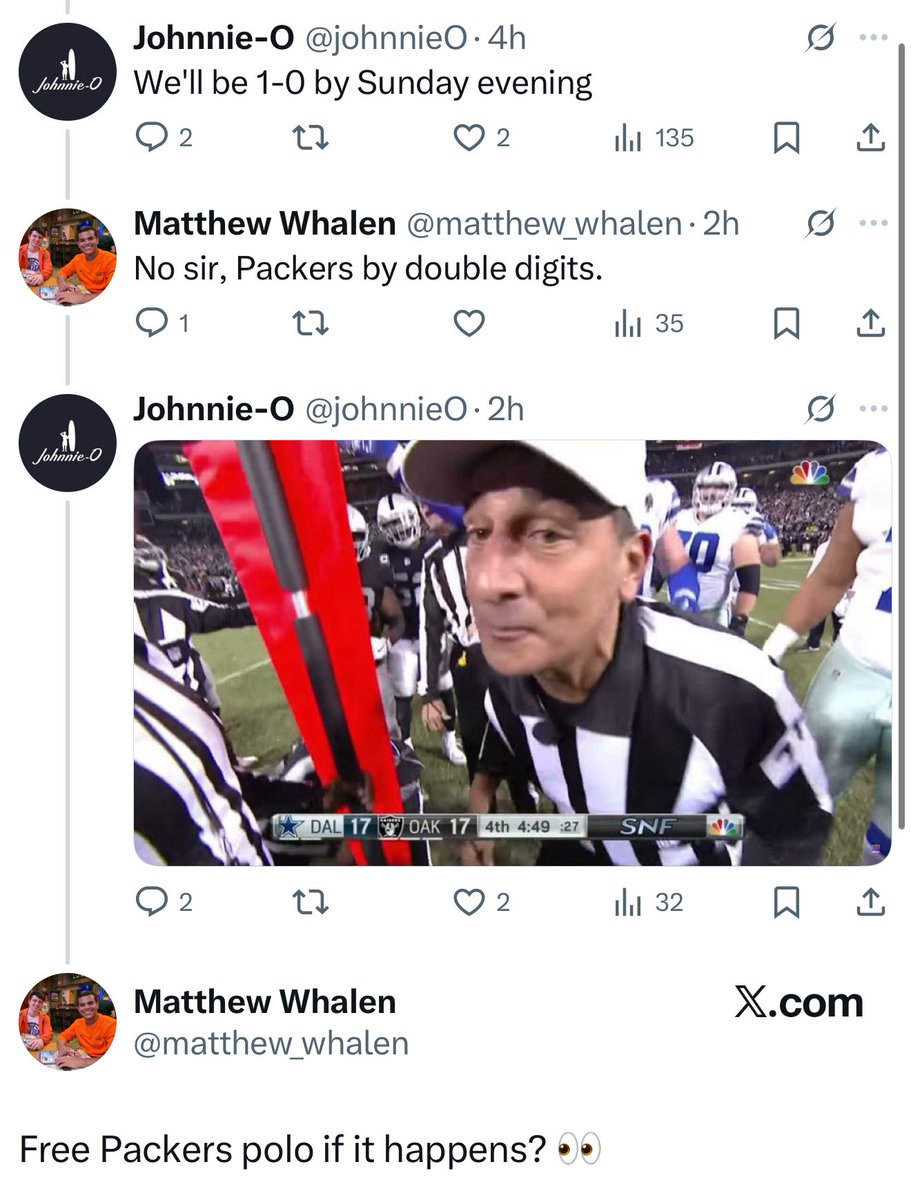 Should I agree to this wager with <a href="/matthew_whalen/">Matthew Whalen</a>? He’s saying the Packers beat my Lions by double digits