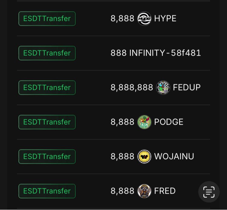 Monthly airdrop has been completed for infinity nft holders 
each infinity nft held in wallet received 
888 $infinity 
8,888,888 million $fedup 
8,888k $podge
8,888k $hype
8,888k $fred
8,888k $wojainu